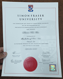 Simon Fraser University degree certificate